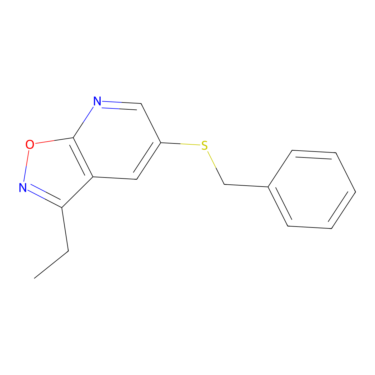 5-(Benzylsulfanyl)-3-ethyl-[1,2]oxazolo[5,4-b]pyridine molecular structure, CAS 1461708-74-6