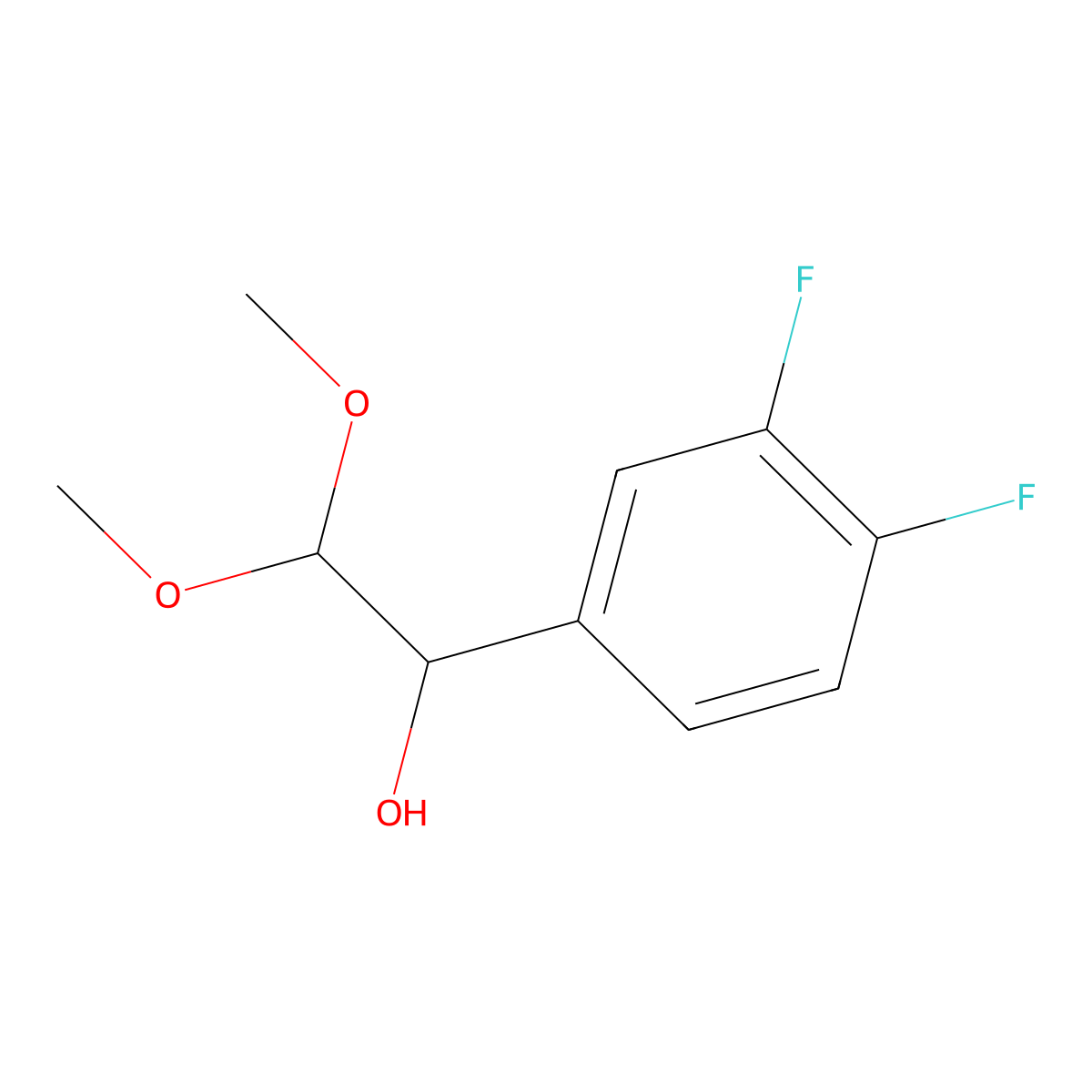 1-(3,4-Difluorophenyl)-2,2-dimethoxyethan-1-ol molecular structure, CAS 1461708-78-0