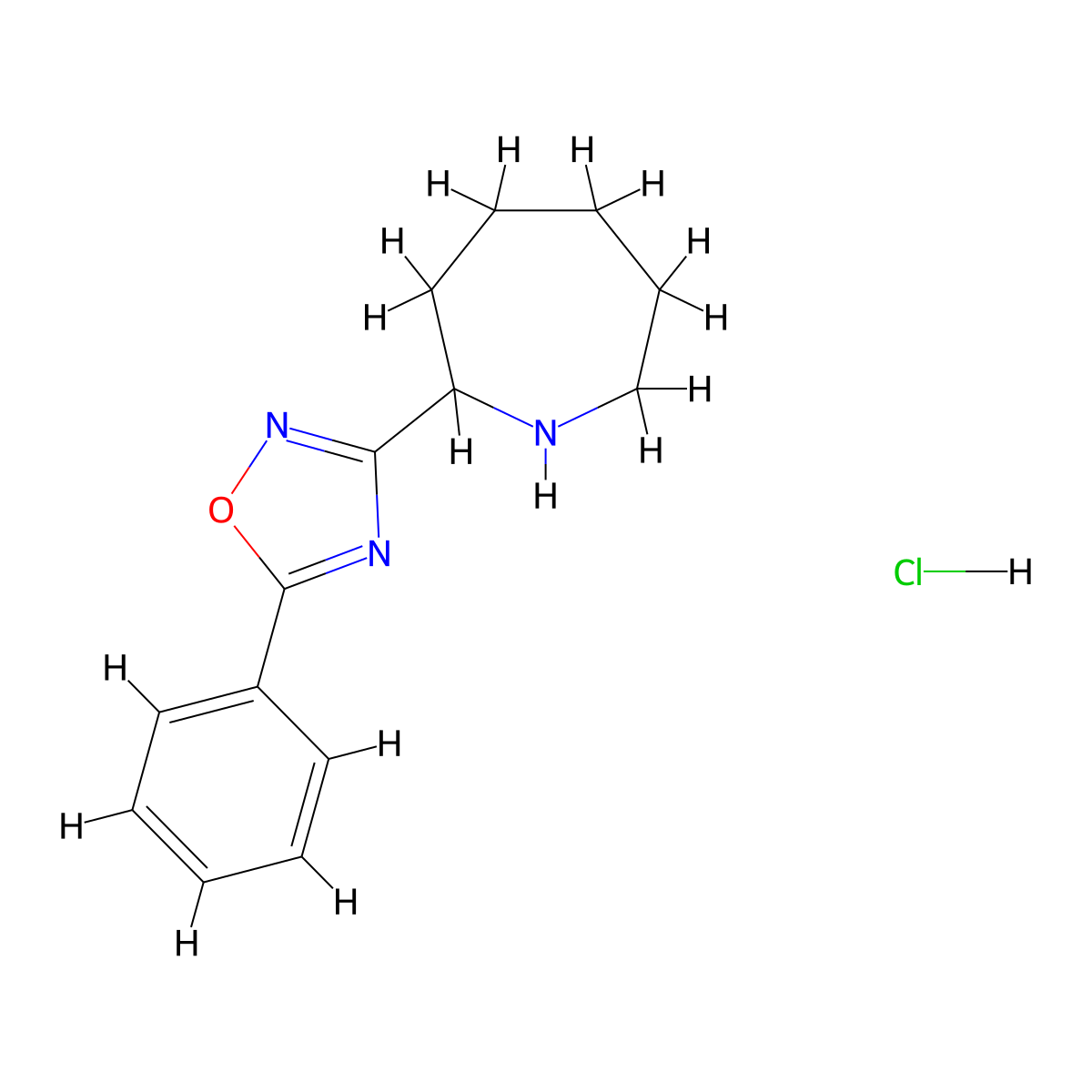 2-(5-Phenyl-1,2,4-oxadiazol-3-yl)azepane hydrochloride molecular structure, CAS 1461708-83-7