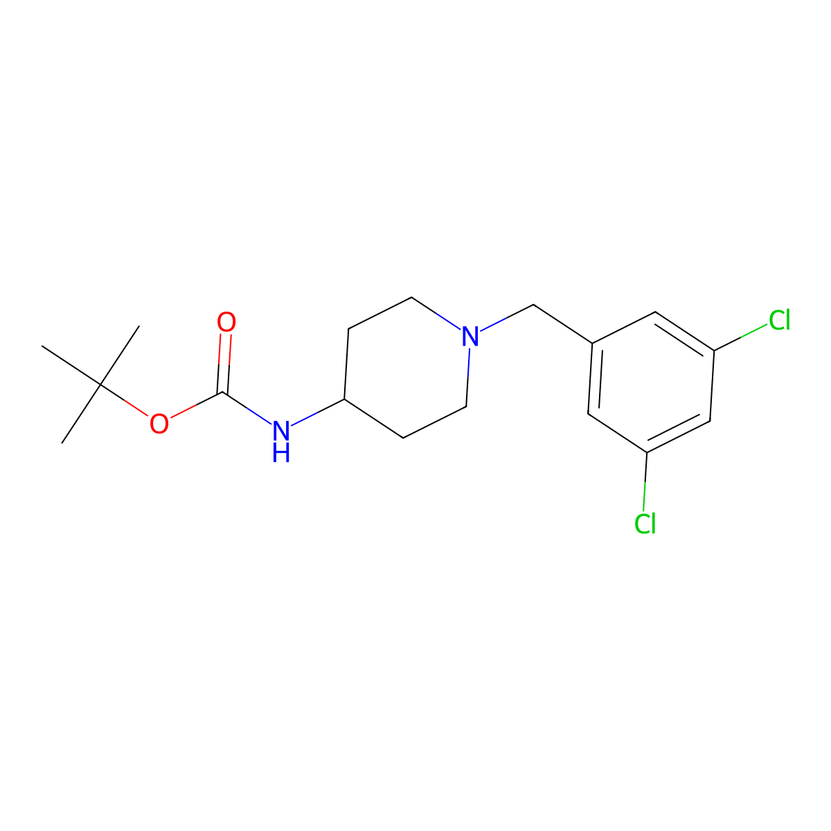 tert-butyl N-{1-[(3,5-dichlorophenyl)methyl]piperidin-4-yl}carbamate molecular structure, CAS 1461708-84-8