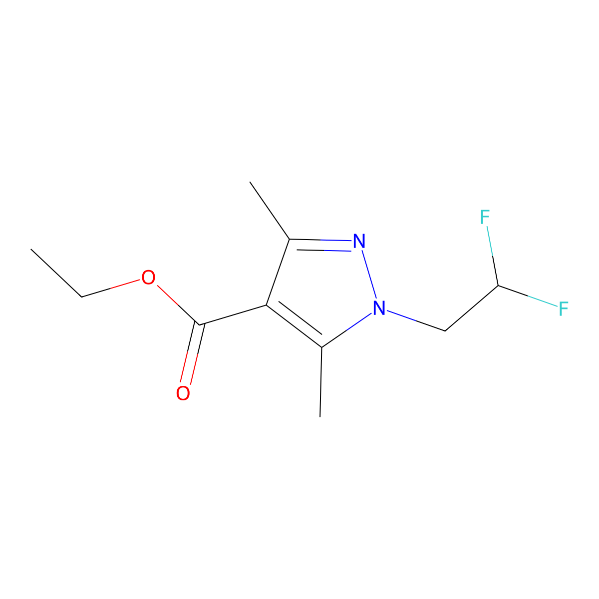 ethyl 1-(2,2-difluoroethyl)-3,5-dimethyl-1H-pyrazole-4-carboxylate molecular structure, CAS 1461708-85-9