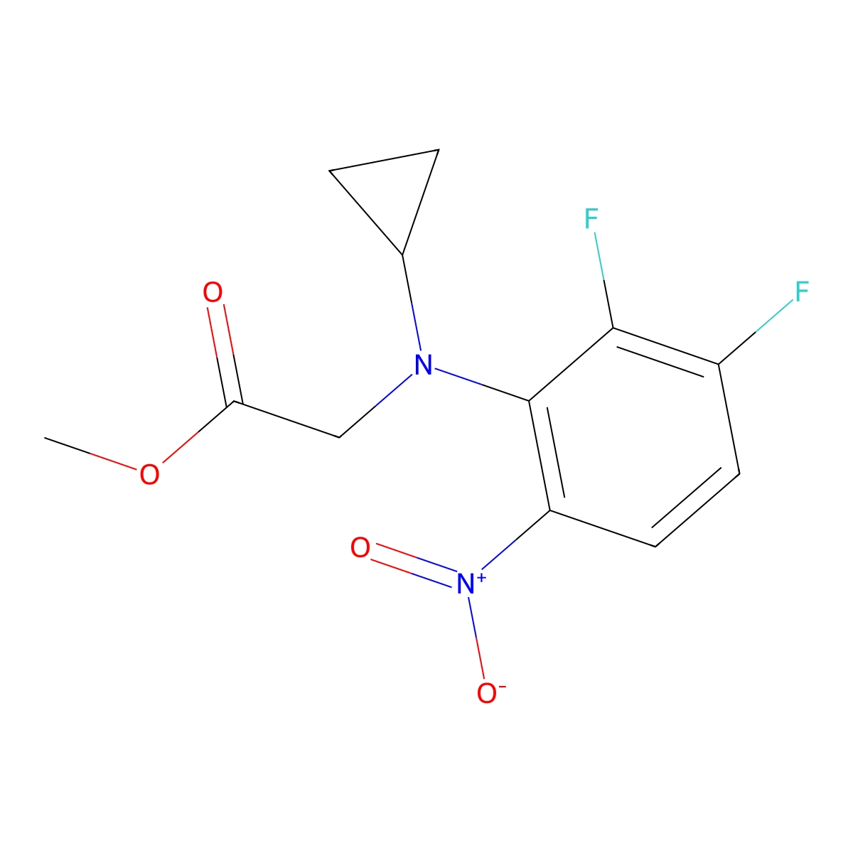 Methyl 2-[cyclopropyl(2,3-difluoro-6-nitrophenyl)amino]acetate molecular structure, CAS 1461708-90-6