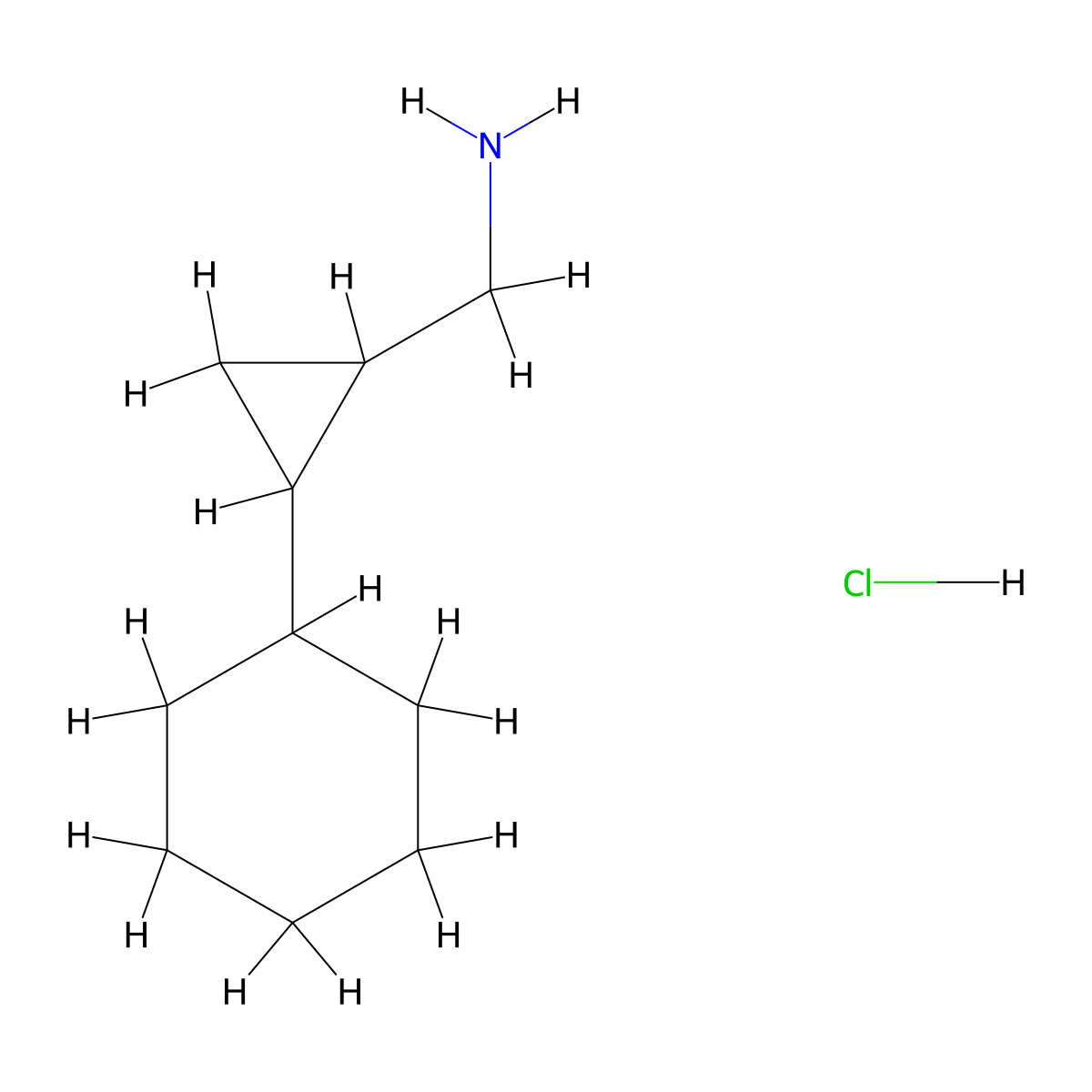 (2-Cyclohexylcyclopropyl)methanamine hydrochloride molecular structure, CAS 1461708-92-8