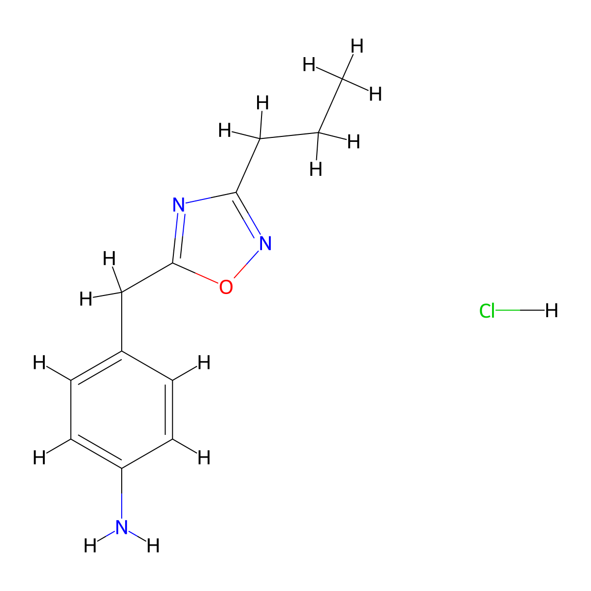 4-[(3-Propyl-1,2,4-oxadiazol-5-yl)methyl]aniline hydrochloride molecular structure, CAS 1461708-98-4