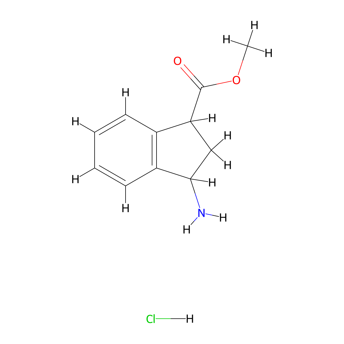 methyl 3-amino-2,3-dihydro-1H-indene-1-carboxylate hydrochloride molecular structure, CAS 1461708-99-5
