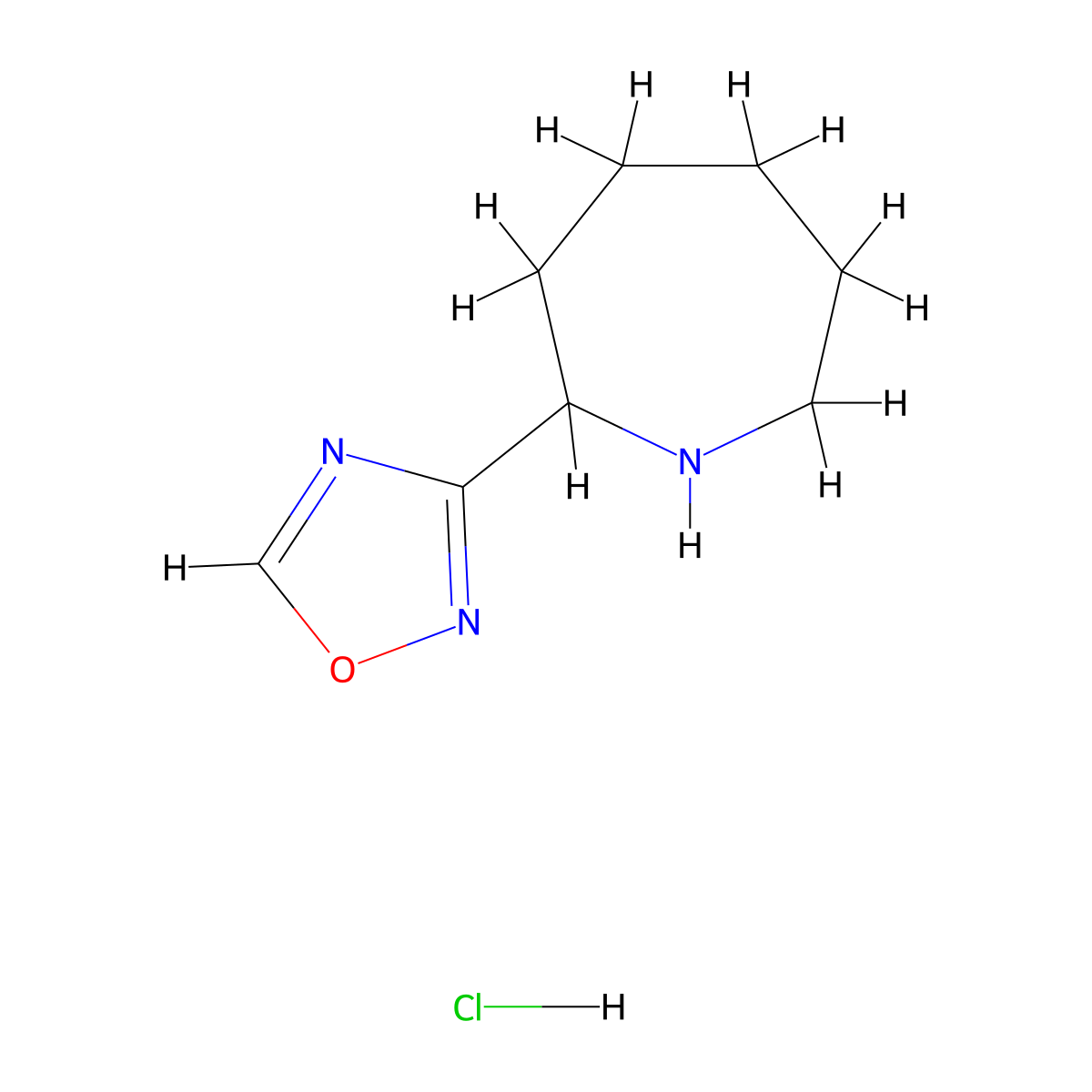 2-(1,2,4-Oxadiazol-3-yl)azepane hydrochloride molecular structure, CAS 1461709-00-1