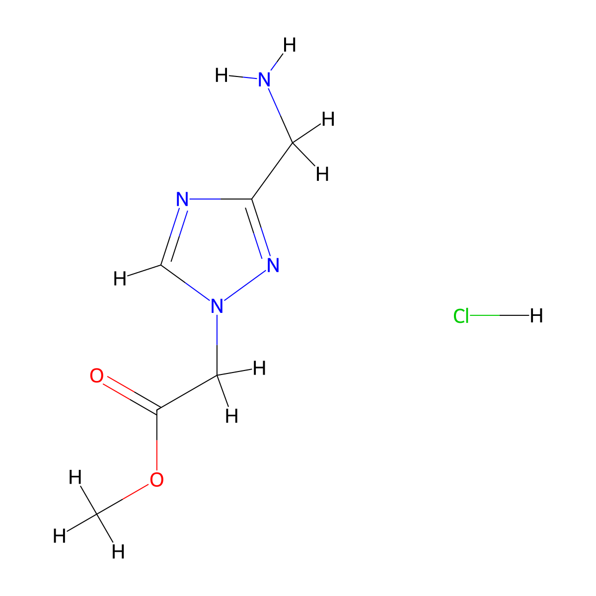 methyl 2-[3-(aminomethyl)-1H-1,2,4-triazol-1-yl]acetate hydrochloride molecular structure, CAS 1461709-02-3