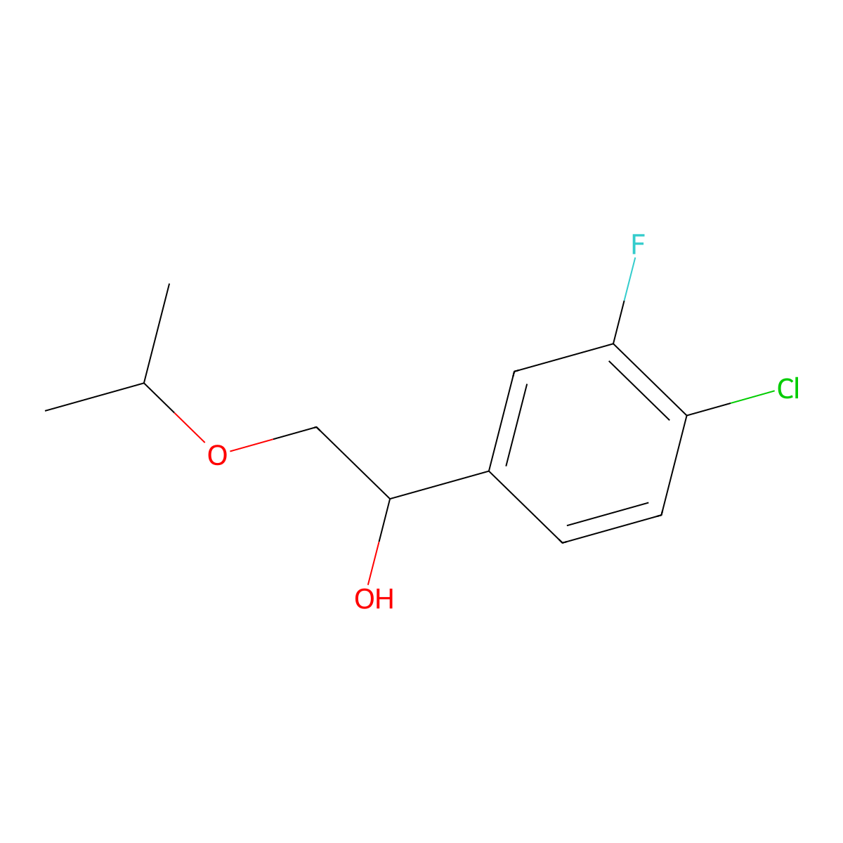 1-(4-Chloro-3-fluorophenyl)-2-(propan-2-yloxy)ethan-1-ol molecular structure, CAS 1461709-04-5
