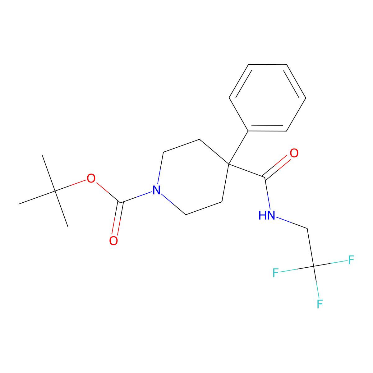 Tert-butyl 4-phenyl-4-[(2,2,2-trifluoroethyl)carbamoyl]piperidine-1-carboxylate molecular structure, CAS 1461709-05-6