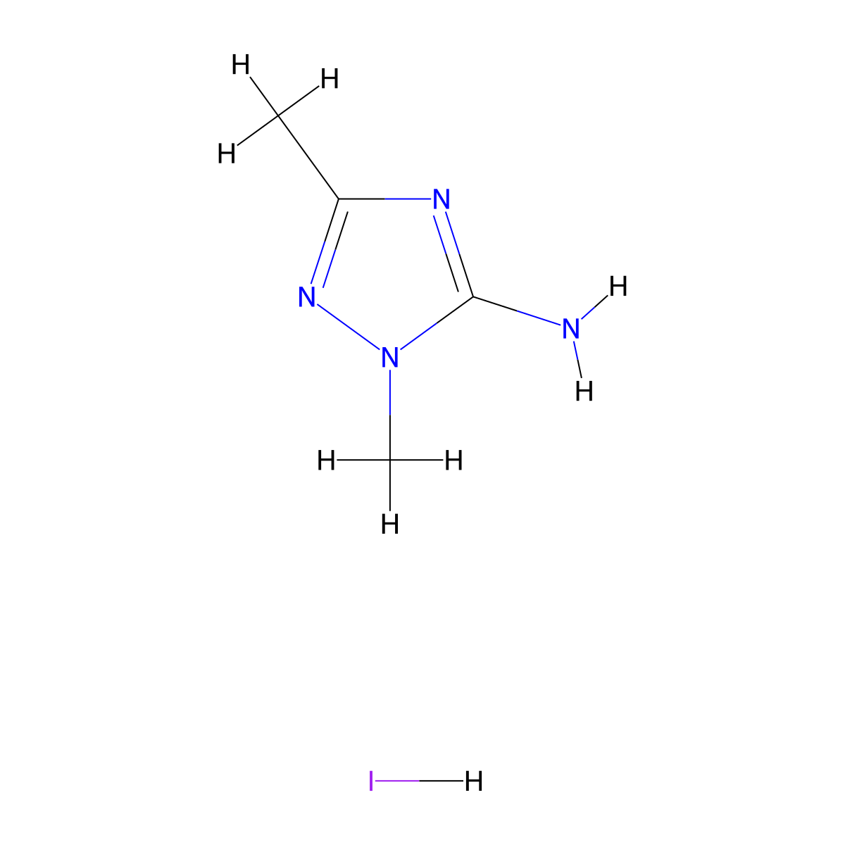dimethyl-1H-1,2,4-triazol-5-amine hydroiodide molecular structure, CAS 1461709-07-8