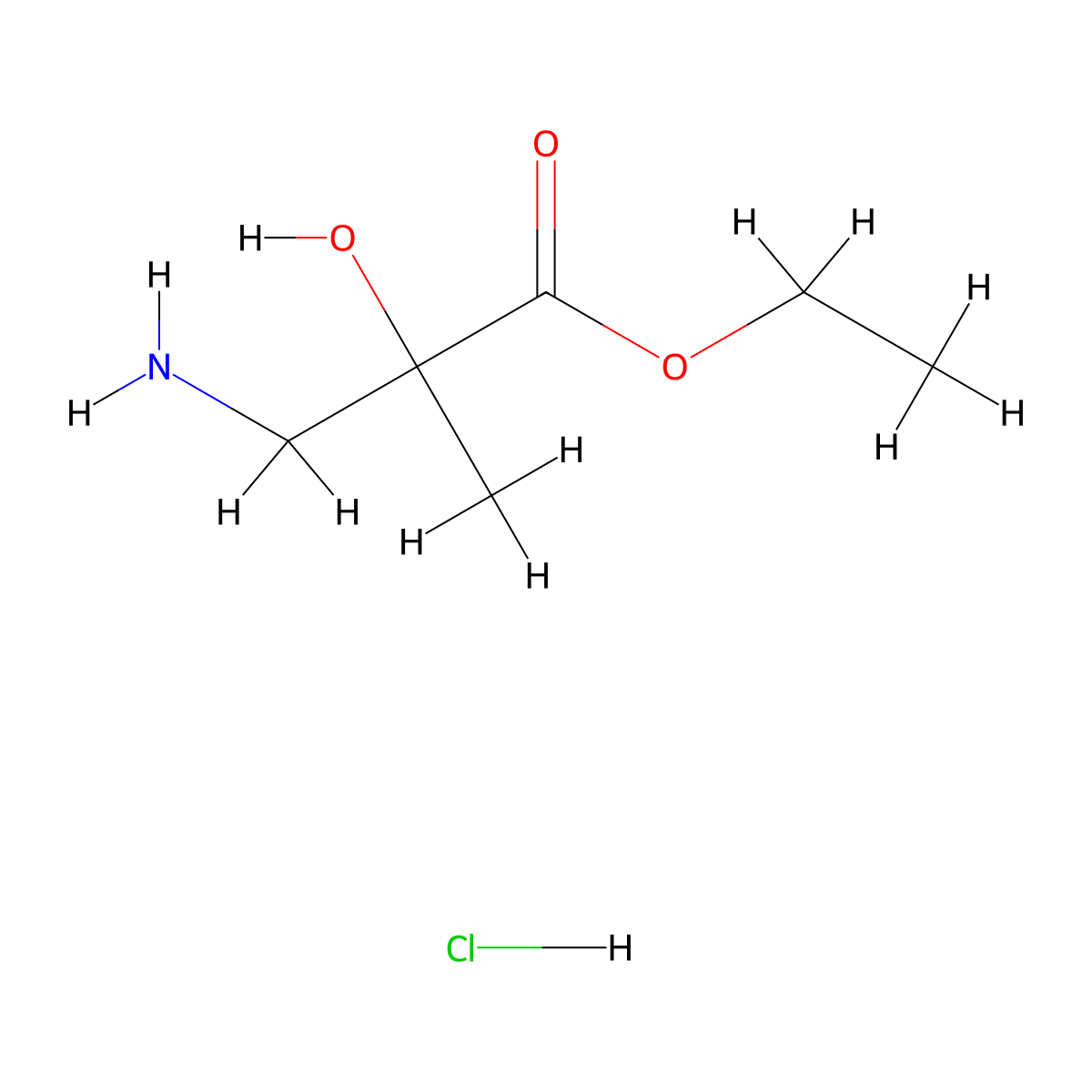 Ethyl 3-amino-2-hydroxy-2-methylpropanoate hydrochloride molecular structure, CAS 1461709-13-6