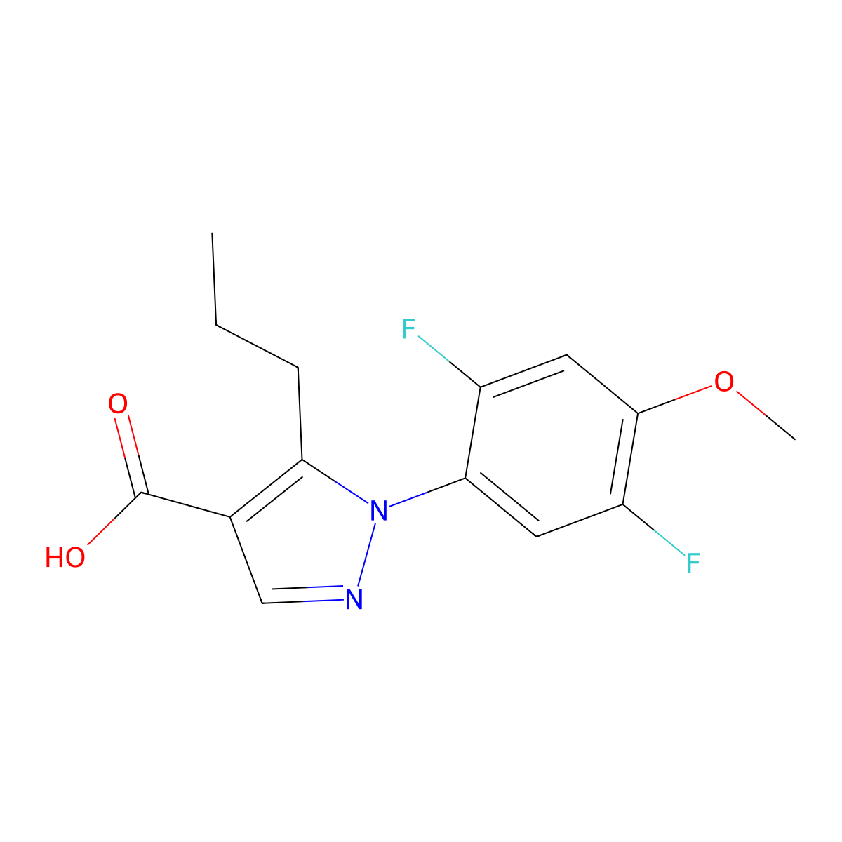 1-(2,5-difluoro-4-methoxyphenyl)-5-propyl-1H-pyrazole-4-carboxylic acid molecular structure, CAS 1461709-16-9