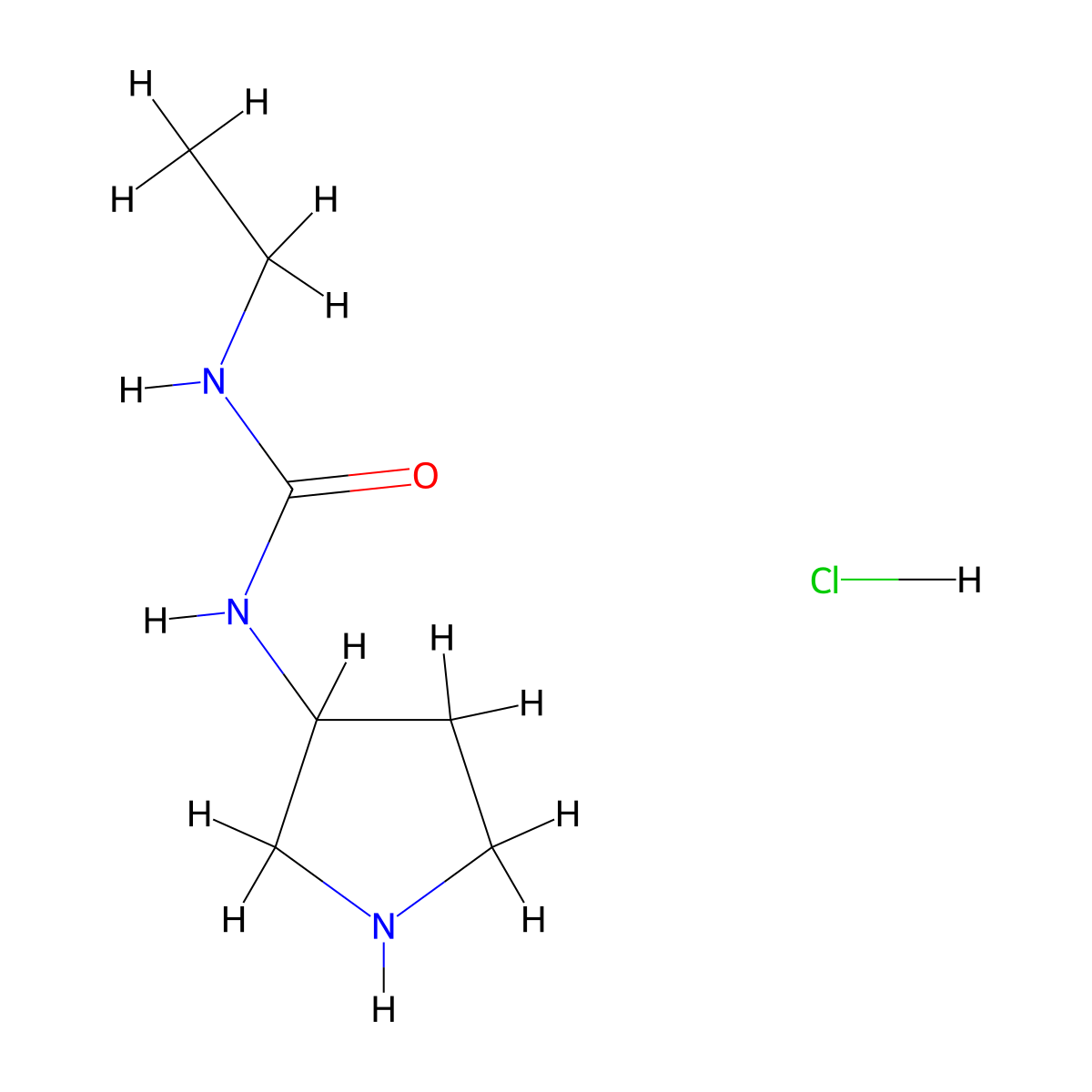 3-Ethyl-1-(pyrrolidin-3-yl)urea hydrochloride molecular structure, CAS 1461709-19-2