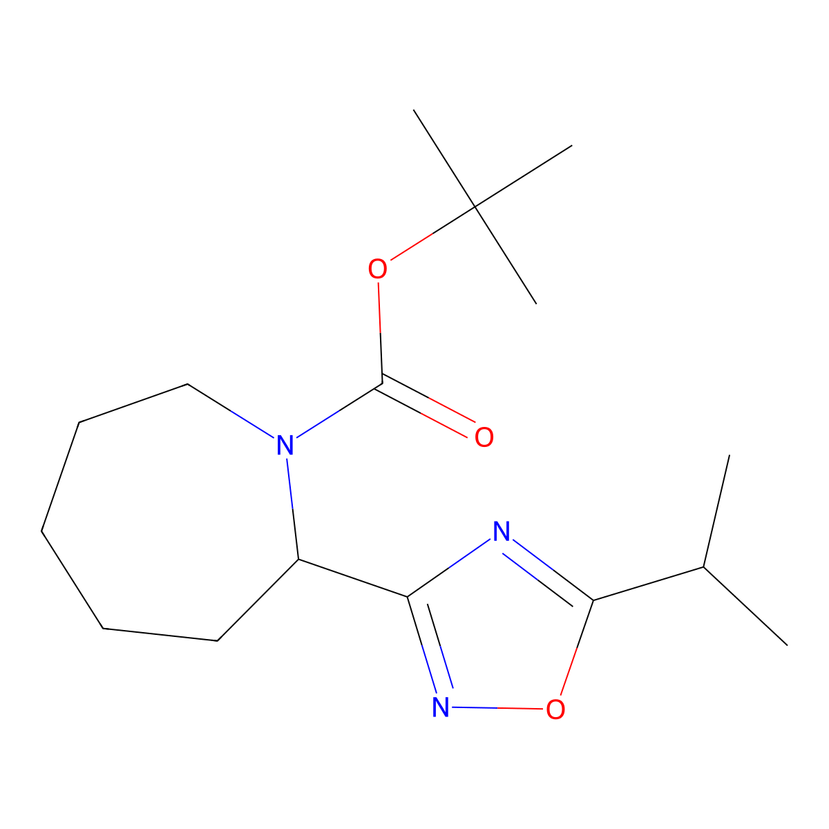 Tert-butyl 2-[5-(propan-2-yl)-1,2,4-oxadiazol-3-yl]azepane-1-carboxylate molecular structure, CAS 1461709-28-3