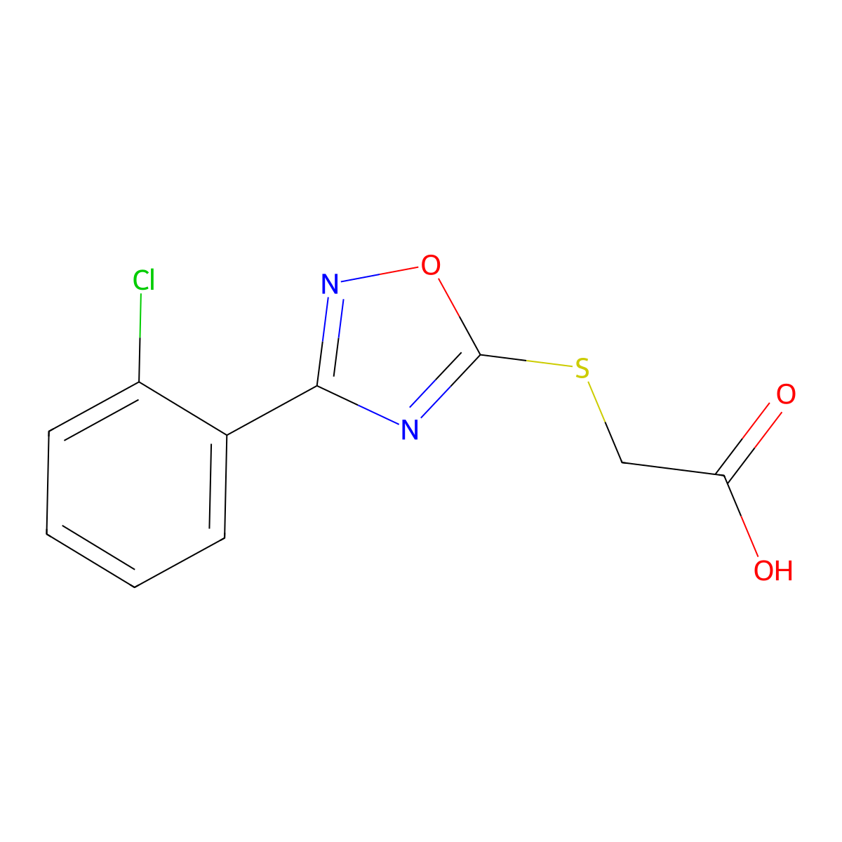 2-{[3-(2-Chlorophenyl)-1,2,4-oxadiazol-5-yl]sulfanyl}acetic acid molecular structure, CAS 1461709-29-4
