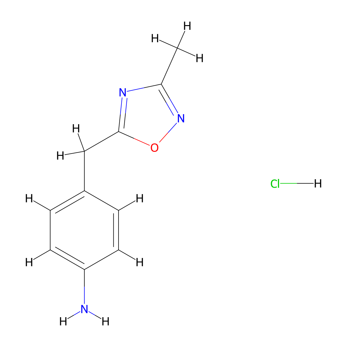 4-[(3-Methyl-1,2,4-oxadiazol-5-yl)methyl]aniline hydrochloride molecular structure, CAS 1461709-33-0