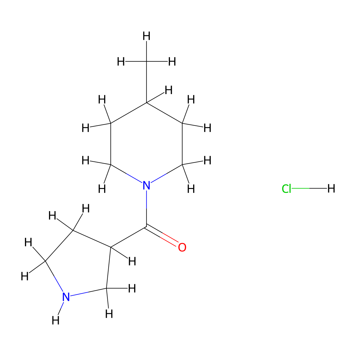 4-Methyl-1-(pyrrolidine-3-carbonyl)piperidine hydrochloride molecular structure, CAS 1461713-23-4
