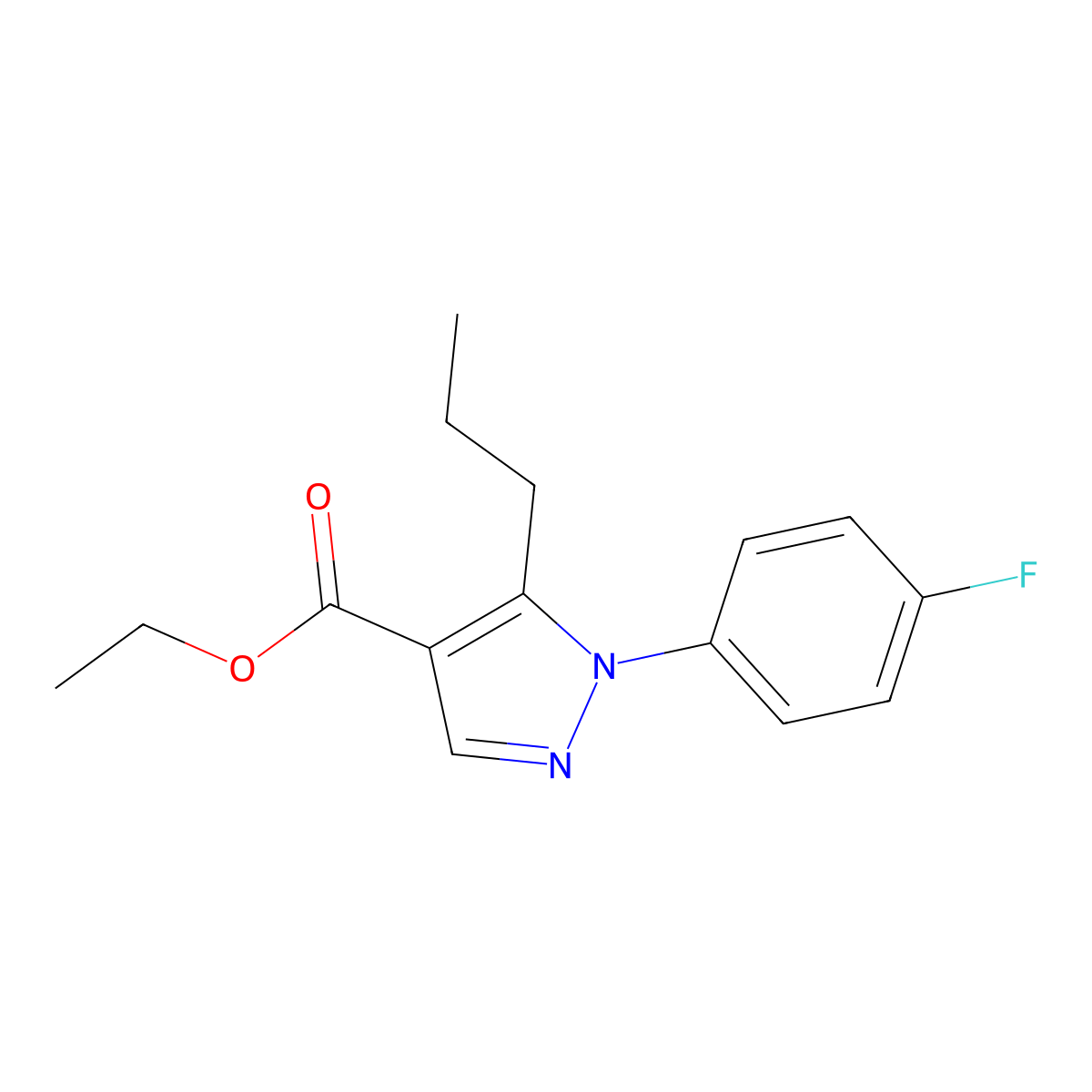 ethyl 1-(4-fluorophenyl)-5-propyl-1H-pyrazole-4-carboxylate molecular structure, CAS 1461713-25-6