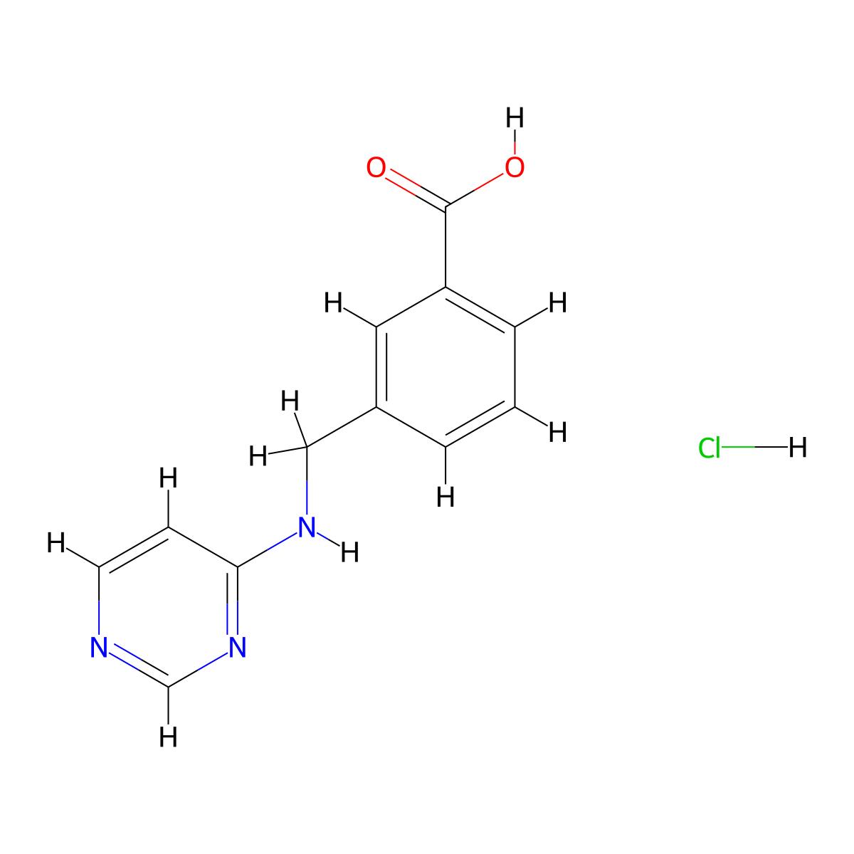 3-{[(Pyrimidin-4-yl)amino]methyl}benzoic acid hydrochloride molecular structure, CAS 1461713-30-3