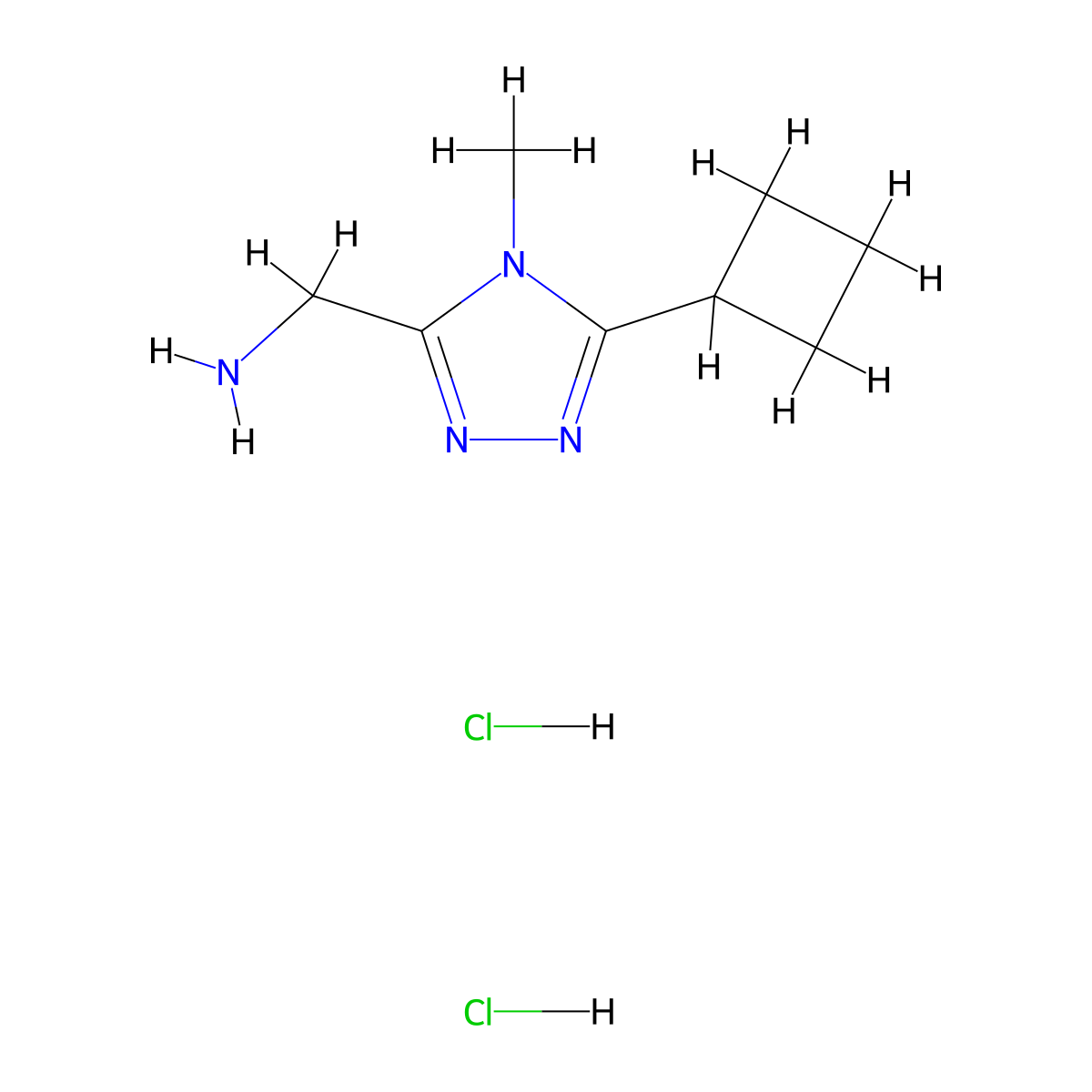 (5-cyclobutyl-4-methyl-4H-1,2,4-triazol-3-yl)methanamine dihydrochloride molecular structure, CAS 1461713-31-4