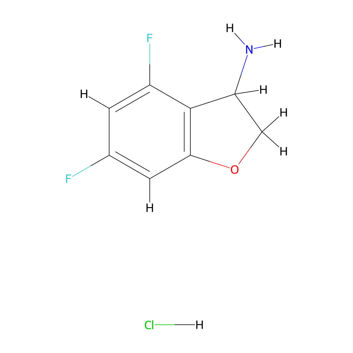 4,6-Difluoro-2,3-dihydro-1-benzofuran-3-amine hydrochloride molecular structure, CAS 1461713-34-7