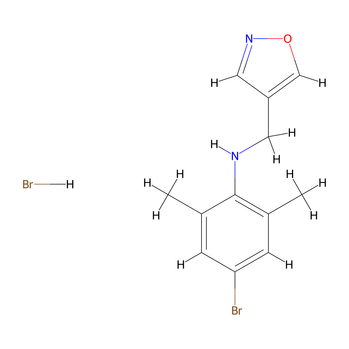 4-bromo-2,6-dimethyl-N-(1,2-oxazol-4-ylmethyl)aniline hydrobromide molecular structure, CAS 1461713-37-0