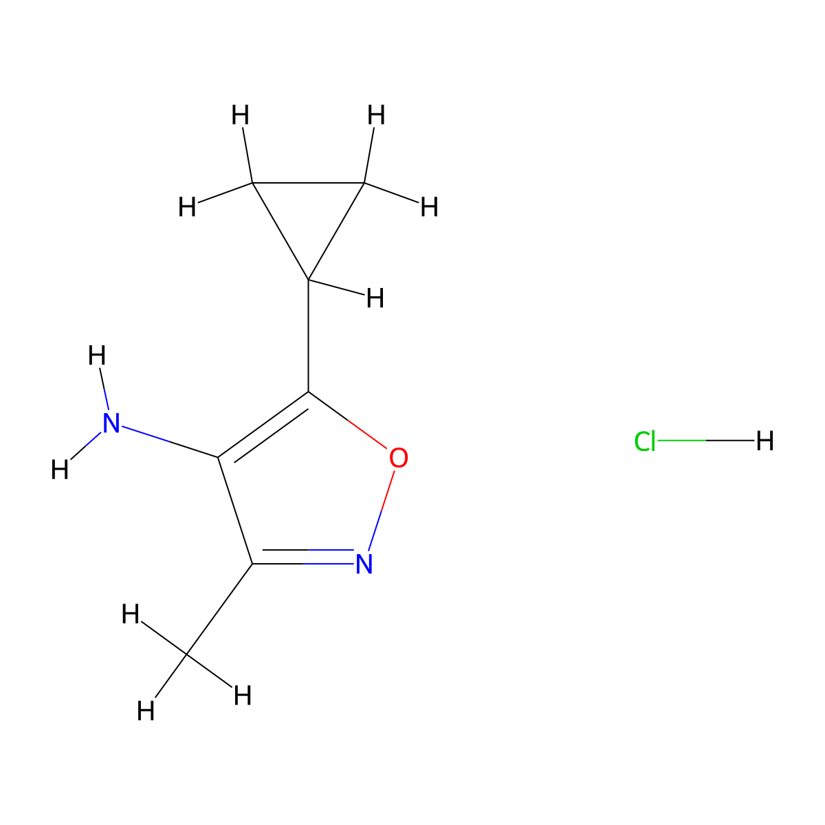 5-Cyclopropyl-3-methyl-1,2-oxazol-4-amine hydrochloride molecular structure, CAS 1461713-39-2