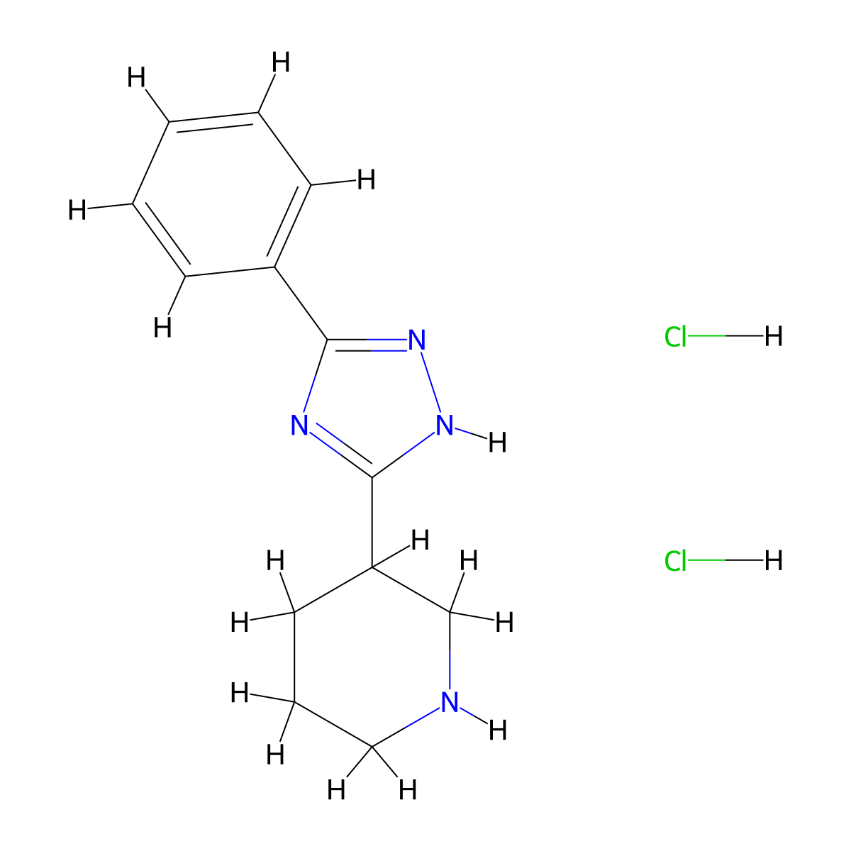 3-(3-phenyl-1H-1,2,4-triazol-5-yl)piperidine dihydrochloride molecular structure, CAS 1461713-40-5