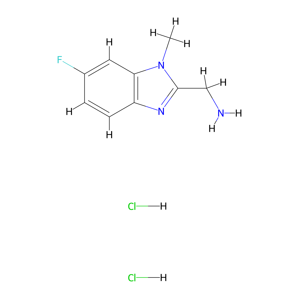 (6-fluoro-1-methyl-1H-1,3-benzodiazol-2-yl)methanamine dihydrochloride molecular structure, CAS 1461713-42-7