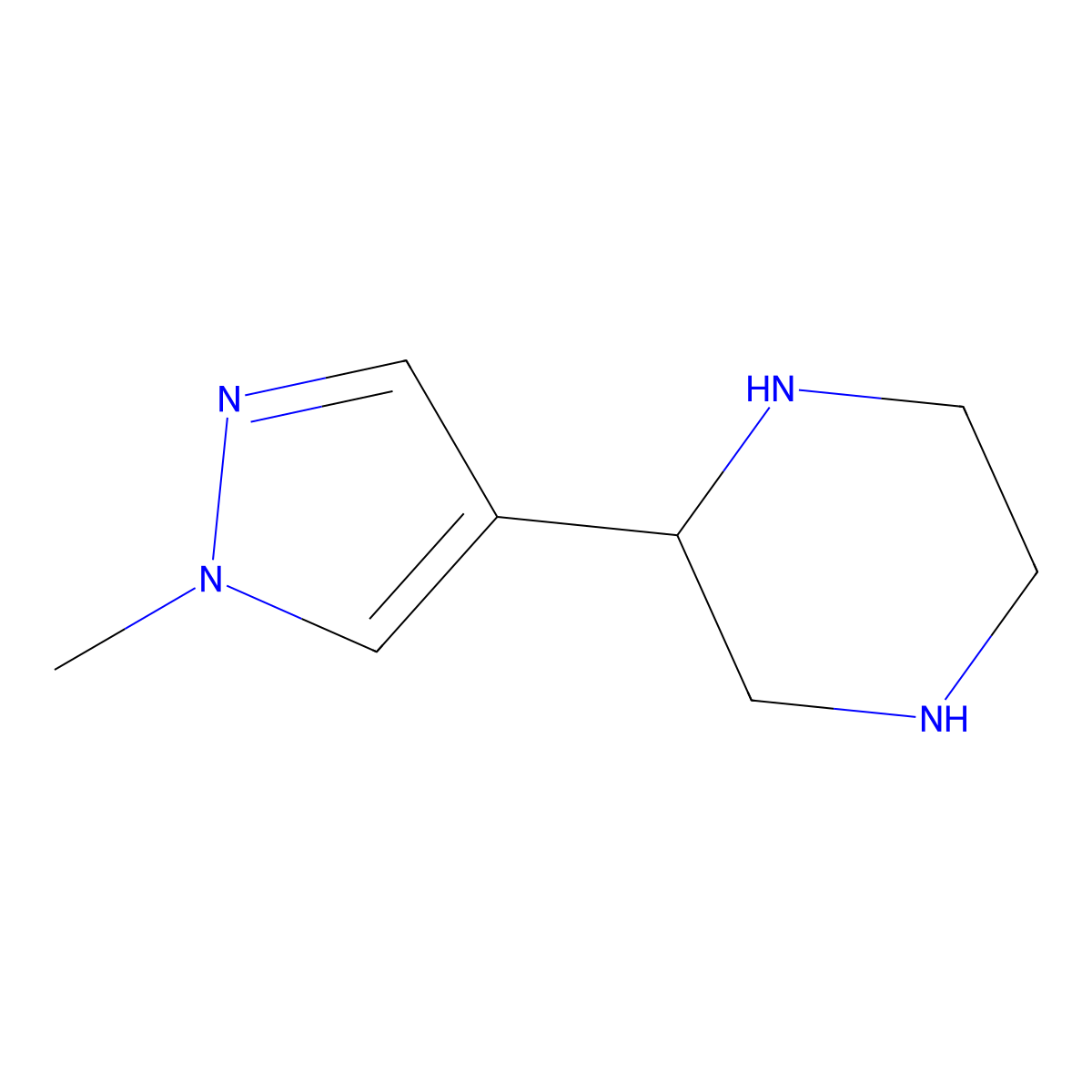 2-(1-methyl-1H-pyrazol-4-yl)piperazine molecular structure, CAS 1461713-45-0