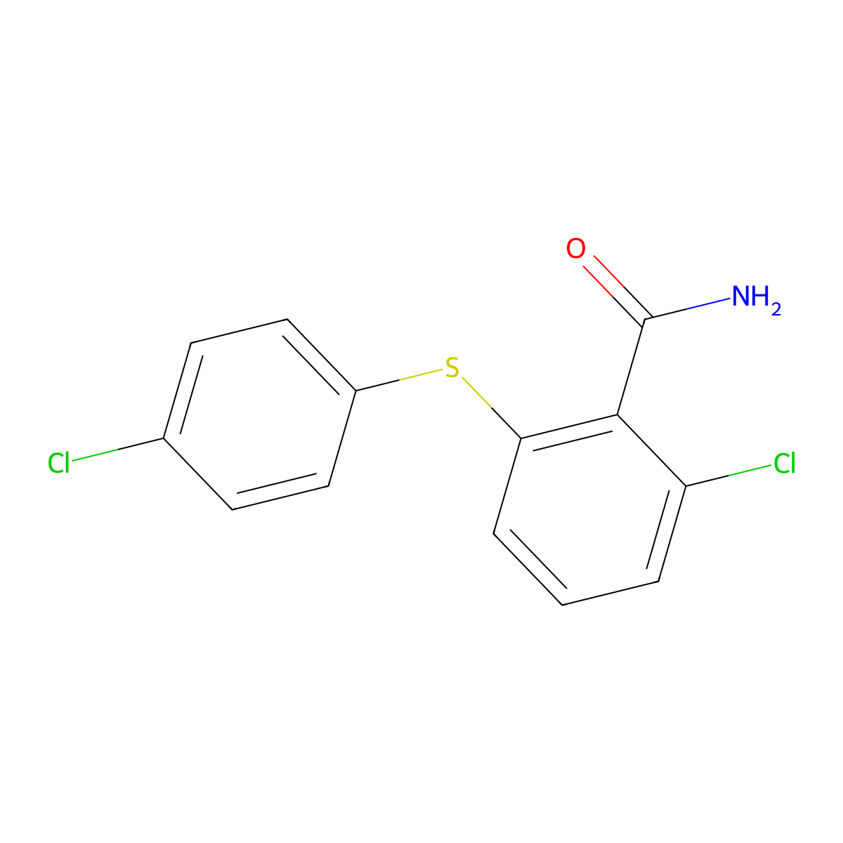 2-Chloro-6-[(4-chlorophenyl)sulfanyl]benzamide molecular structure, CAS 1461713-47-2