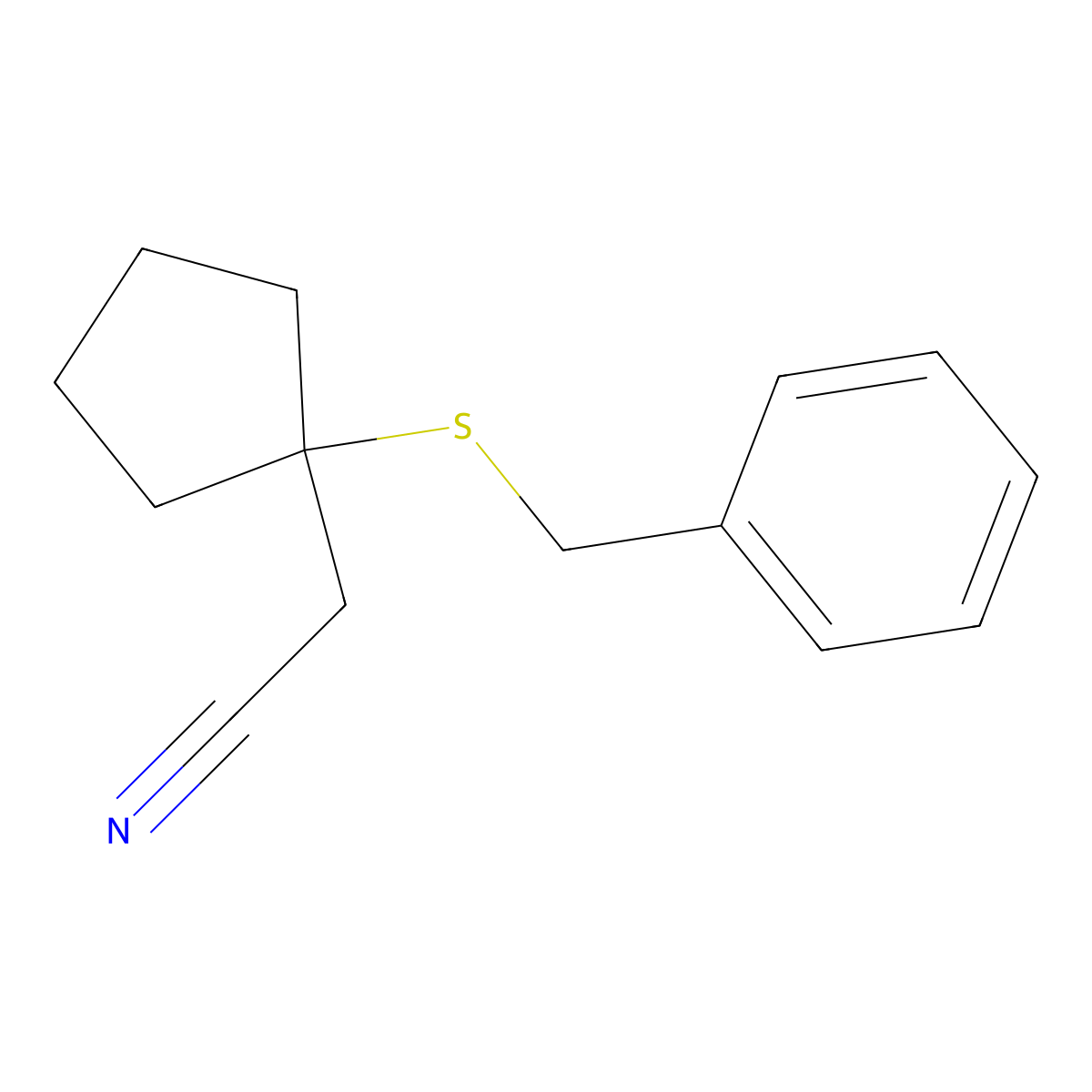 2-[1-(Benzylsulfanyl)cyclopentyl]acetonitrile molecular structure, CAS 1461713-49-4