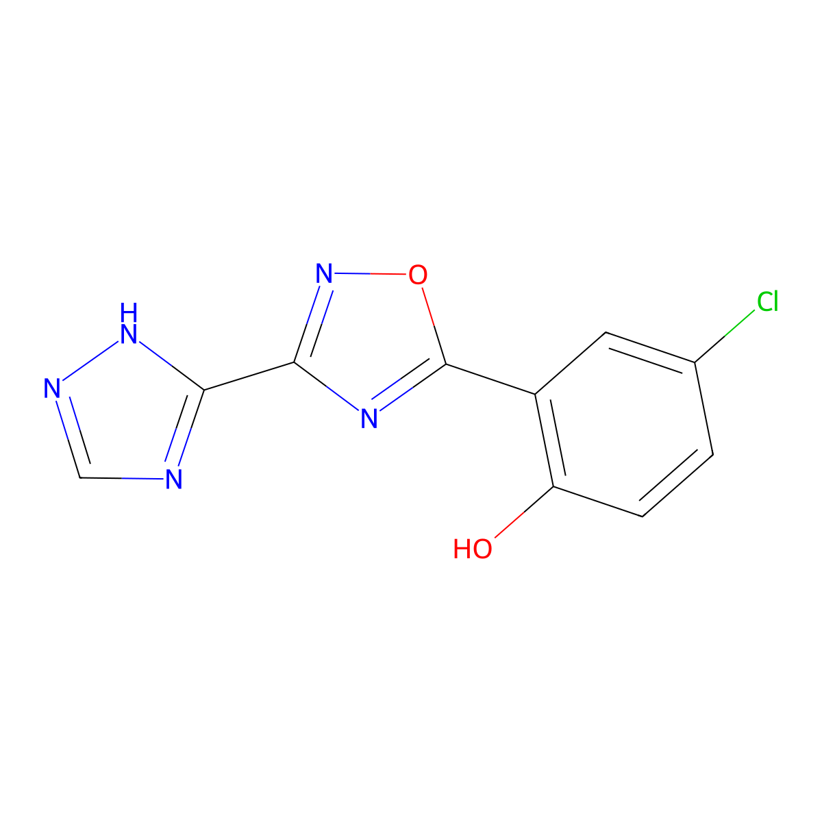 4-chloro-2-(3-(4H-1,2,4-triazol-3-yl)-1,2,4-oxadiazol-5-yl)phenol molecular structure, CAS 1461713-53-0