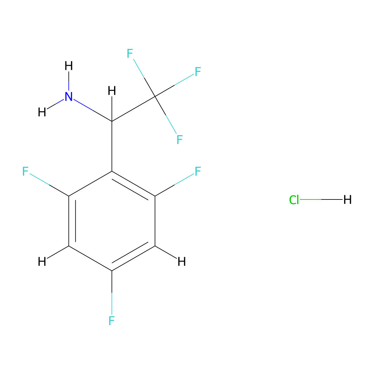 2,2,2-Trifluoro-1-(2,4,6-trifluorophenyl)ethan-1-amine hydrochloride molecular structure, CAS 1461713-55-2