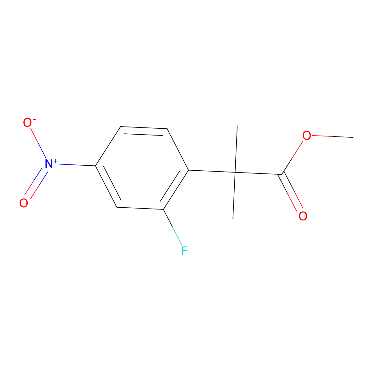 Methyl 2-(2-fluoro-4-nitrophenyl)-2-methylpropanoate molecular structure, CAS 1461713-62-1