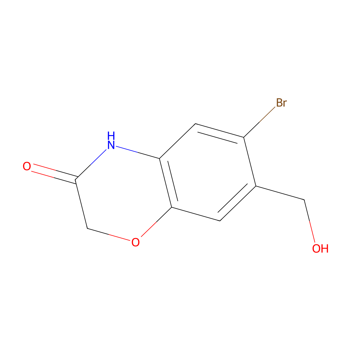 6-bromo-7-(hydroxymethyl)-3,4-dihydro-2H-1,4-benzoxazin-3-one molecular structure, CAS 1461713-68-7