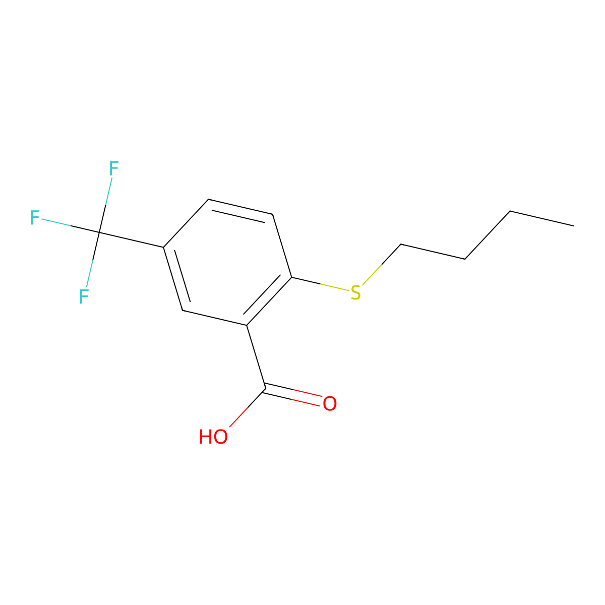 2-(Butylsulfanyl)-5-(trifluoromethyl)benzoic acid molecular structure, CAS 1461713-72-3