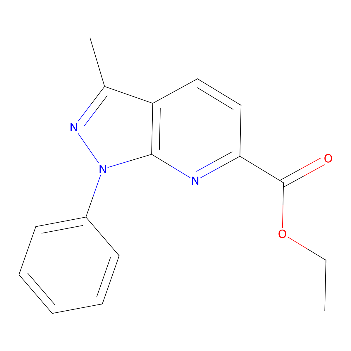 ethyl 3-methyl-1-phenyl-1H-pyrazolo[3,4-b]pyridine-6-carboxylate molecular structure, CAS 1461713-73-4