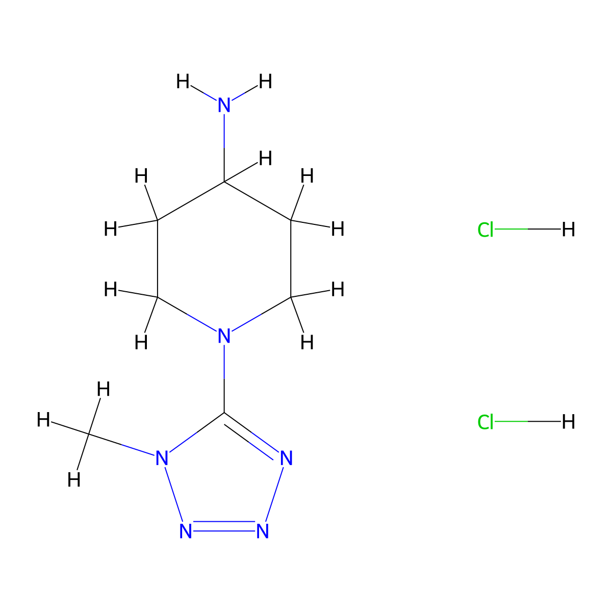 1-(1-methyl-1H-1,2,3,4-tetrazol-5-yl)piperidin-4-amine dihydrochloride molecular structure, CAS 1461713-76-7
