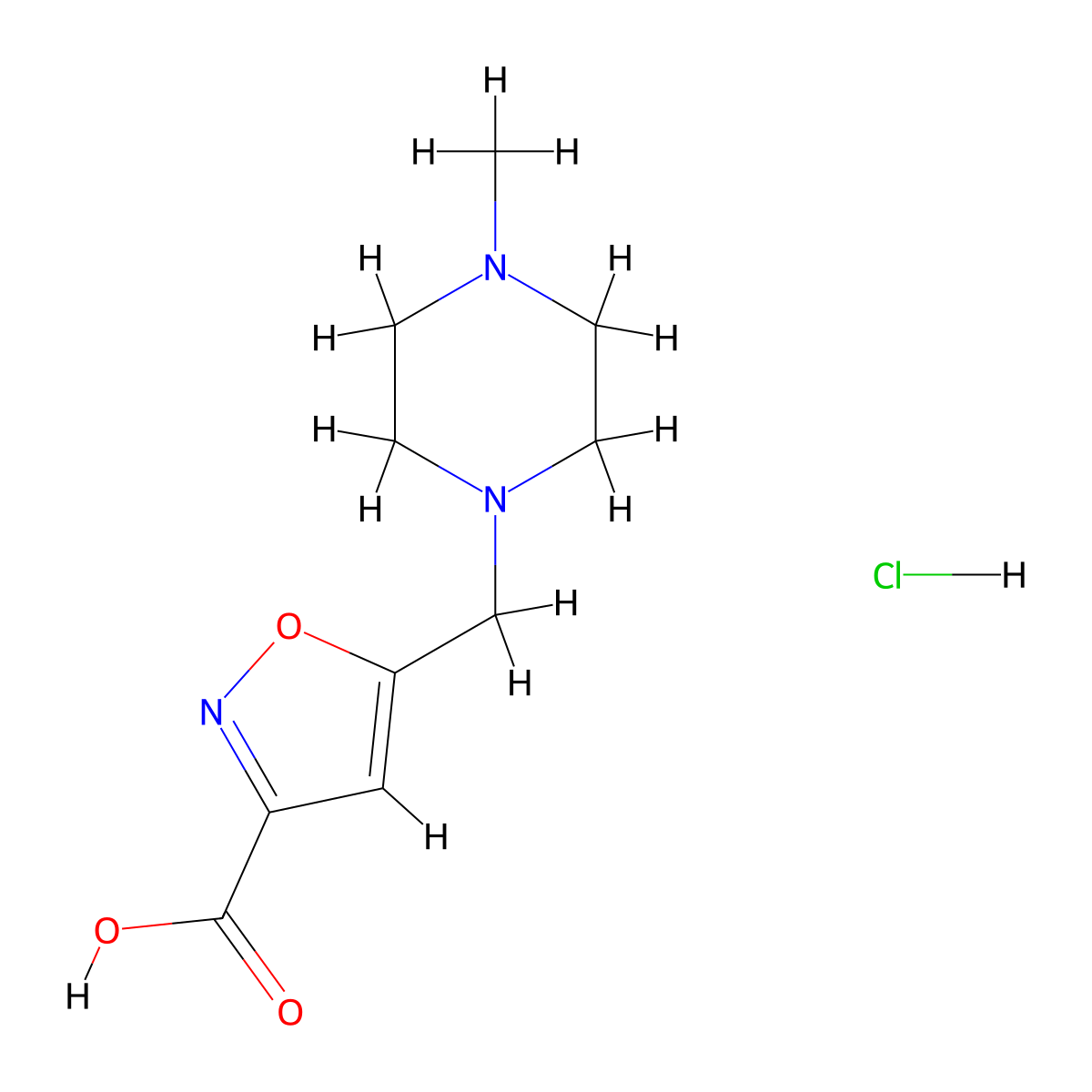 5-[(4-Methylpiperazin-1-yl)methyl]-1,2-oxazole-3-carboxylic acid hydrochloride molecular structure, CAS 1461713-79-0