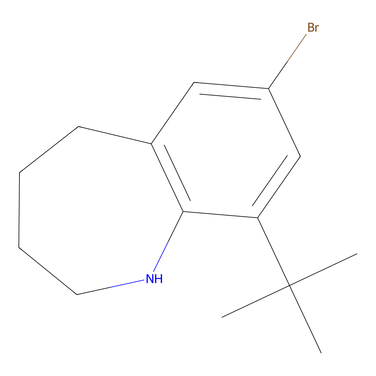 7-Bromo-9-tert-butyl-2,3,4,5-tetrahydro-1H-1-benzazepine molecular structure, CAS 1461713-82-5