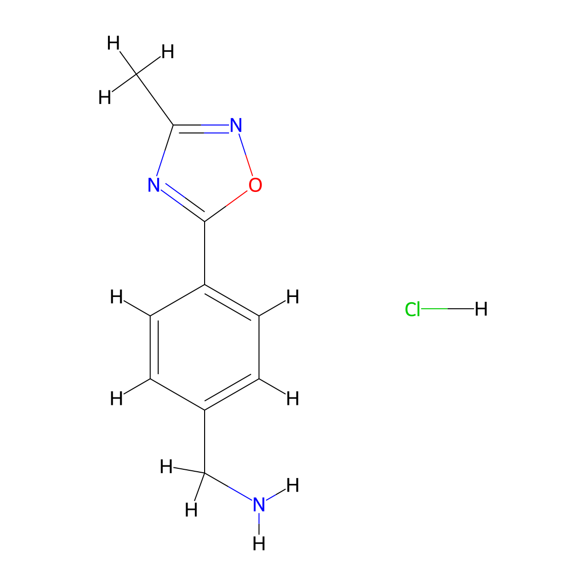 [4-(3-Methyl-1,2,4-oxadiazol-5-yl)phenyl]methanamine hydrochloride molecular structure, CAS 1461713-84-7