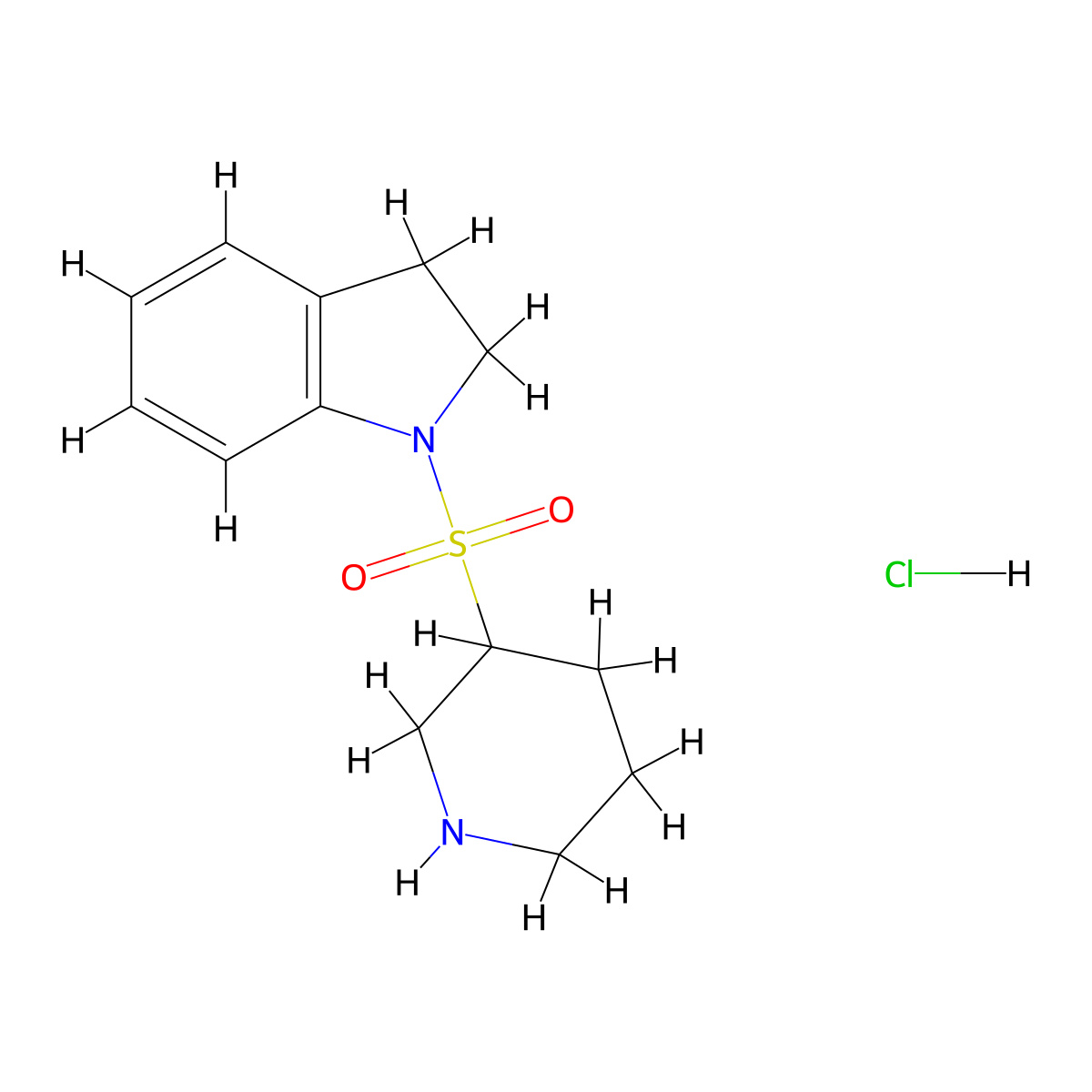 1-(piperidine-3-sulfonyl)-2,3-dihydro-1H-indole hydrochloride molecular structure, CAS 1461713-86-9