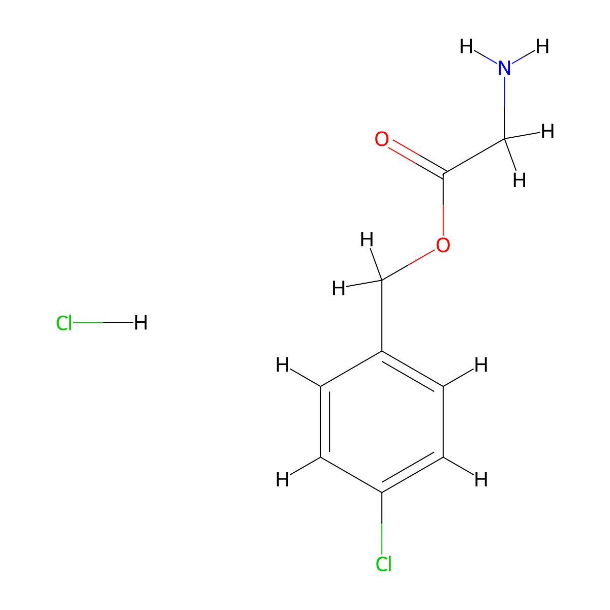 (4-Chlorophenyl)methyl 2-aminoacetate hydrochloride molecular structure, CAS 1461713-88-1