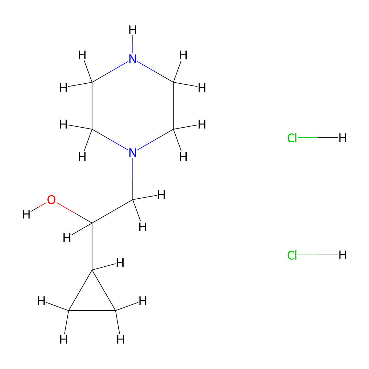 1-Cyclopropyl-2-(piperazin-1-yl)ethan-1-ol dihydrochloride molecular structure, CAS 1461713-94-9