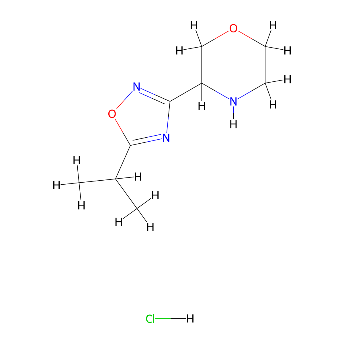 3-[5-(Propan-2-yl)-1,2,4-oxadiazol-3-yl]morpholine hydrochloride molecular structure, CAS 1461713-98-3