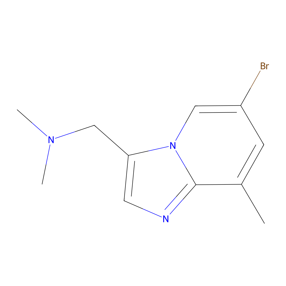 ((6-Bromo-8-methylimidazo(1,2-a)pyridin-3-yl)methyl)dimethylamine molecular structure, CAS 1461713-99-4