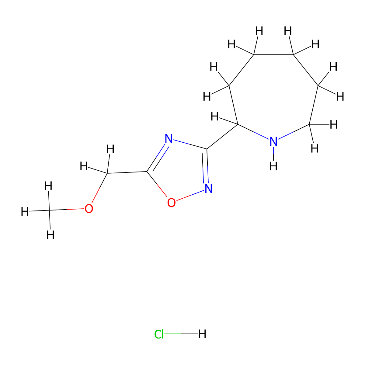 2-[5-(Methoxymethyl)-1,2,4-oxadiazol-3-yl]azepane hydrochloride molecular structure, CAS 1461714-04-4