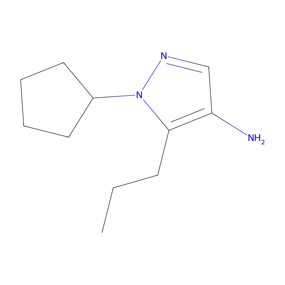 1-cyclopentyl-5-propyl-1H-pyrazol-4-amine molecular structure, CAS 1461714-11-3
