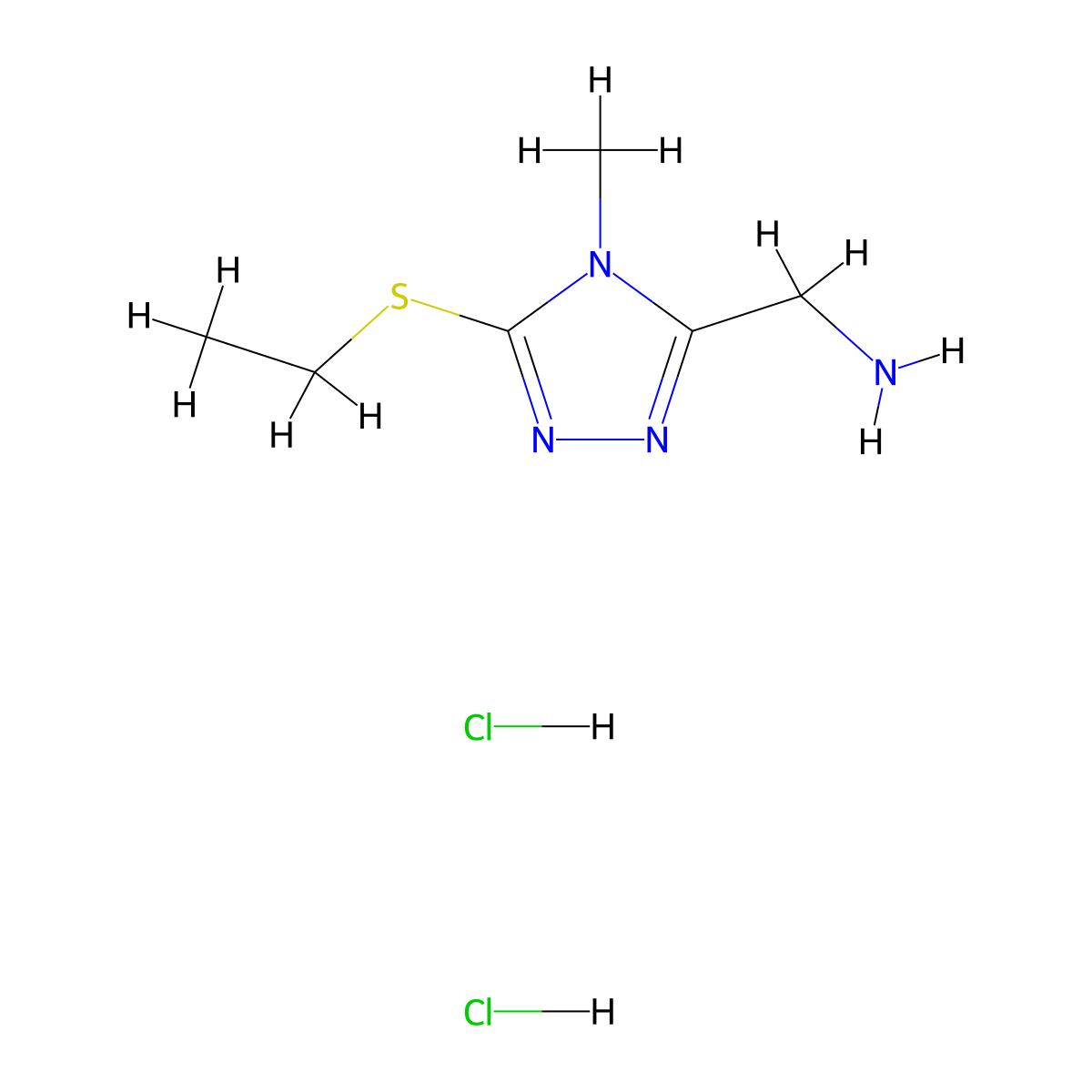 (5-(ethylsulfanyl)-4-methyl-4H-1,2,4-triazol-3-yl)methanamine dihydrochloride molecular structure, CAS 1461714-17-9